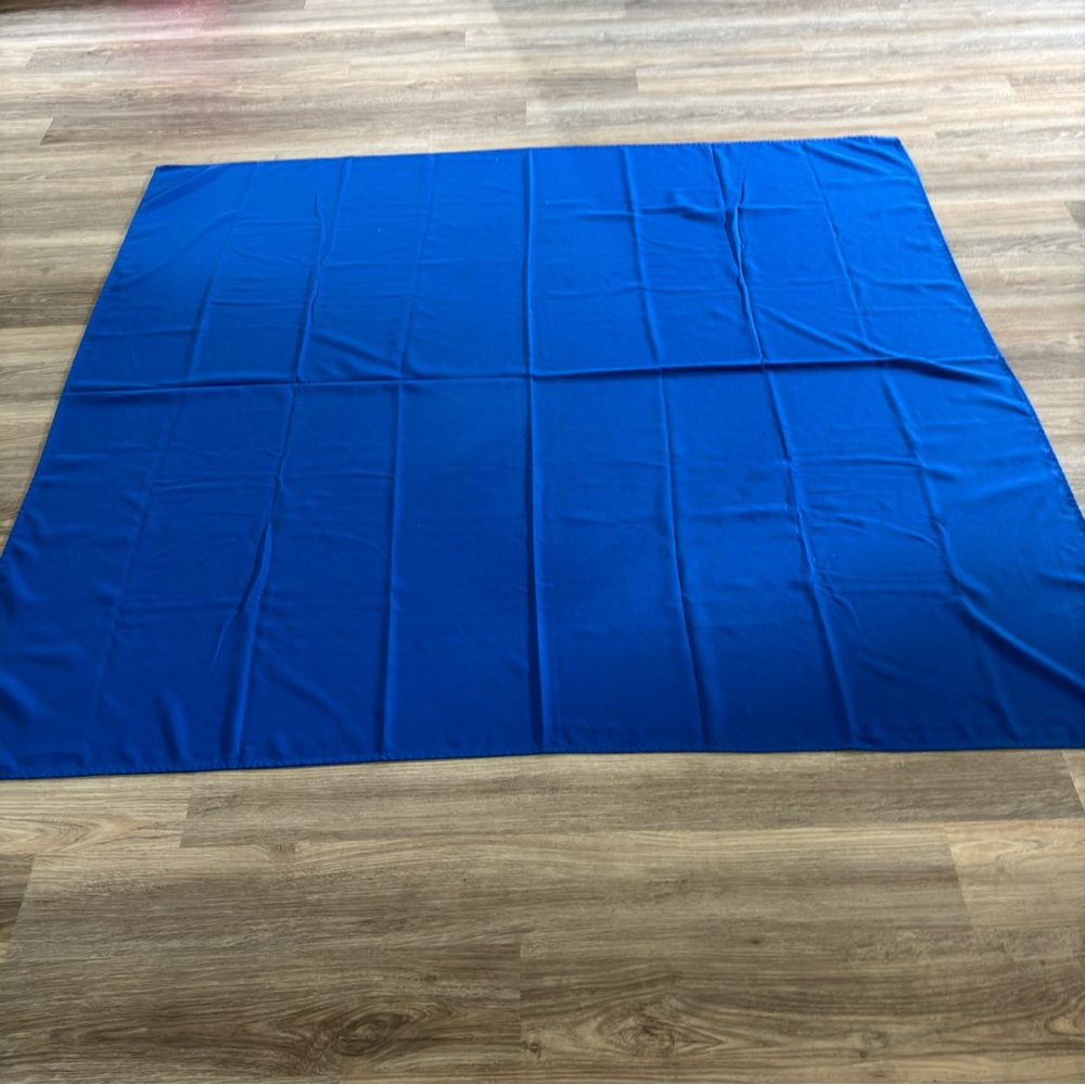 CAROUSEL 71 artex intl. Blue TableCloth 68X72” Scotchgard stain relief treated